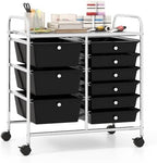 Giantex 9 Drawers Rolling Cart, Classroom Organizers, Storage Cart with Wheels, for Teacher Office Home School Supplies Tool Craft Art Paper, Black by Giantex