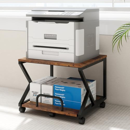 Natwind 2 Tier Printer Stand,19.7''x19.7'',with Pull Out Shelf,Retro - Image 2