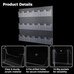 18 Pockets Acrylic Brochure Pamphlet Holder Wall Mount, 4 inches Pocket Brochure Display Stand, Pamphlet Display Stand Wall Mount, Clear Plastic Trifold Flyer Rack Literature Holder - Image 4
