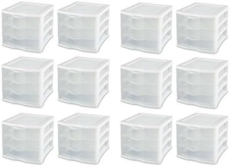 Sterilite ClearView 3-Drawer Cart Small Plastic Storage Organizer, 12-Pack by Sterilite