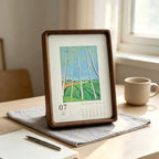 Original Hand Drawn Travel Art Desk Calendar Aug 2026-Dec 2027, 8 Inch Black Walnut Framed Monthly Table Calendar, Decorative Desktop Art Calendar - Image 2