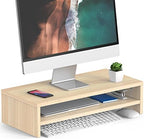 FITUEYES Wooden Monitor Stand Riser, 2-Tier Desk Storage Shelf, Oak by FITUEYES
