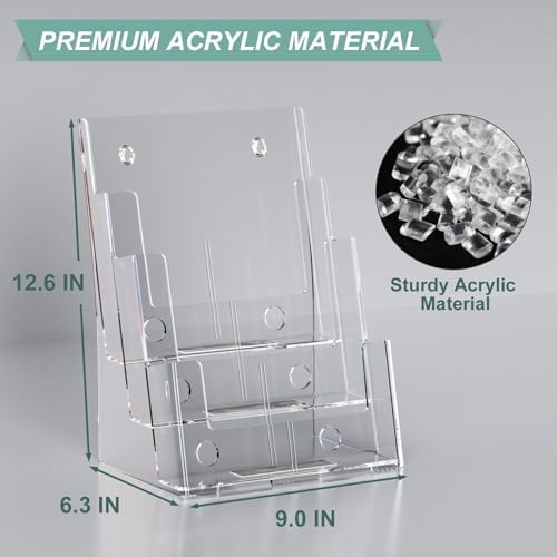 3-Tier Brochure Holder 8.5x11, Desktop Literature & File Organizer, 2-Pack - Image 3