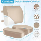CushZone X-Large Seat Cushion and Lumbar Support Pillow for Office, Khaki - Image 6