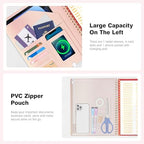 Ospelelf Clipboard with Storage Spiral Clipboard Folio for Letter Size,Organizer Folder with Zipper Pouch and 5 Dividers,Leather Portfolio for Office, School Rose Gold - Image 3