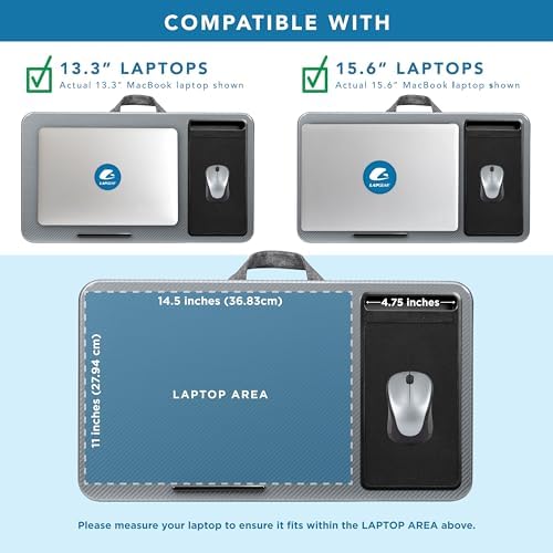 LAPGEAR Home Office Lap Desk – Silver Carbon, Fits 15.6” Laptops - Image 3