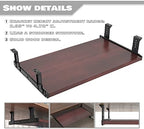 FRMSAET Under Desk 20/24/30 inch Keyboard Drawer Platform (24 in, Mahogany) - Image 2