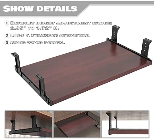FRMSAET Under Desk 20/24/30 inch Keyboard Drawer Platform (24 in, Mahogany) - Image 2