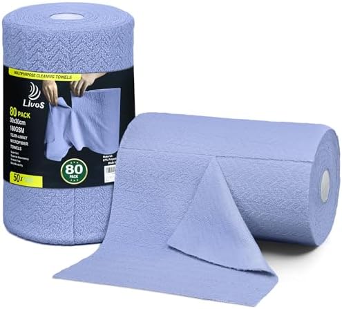 LIVOS Microfiber Cleaning Cloth Roll - 80 Pack, Reusable Paper Towels, Microfiber Towels for Cars, Super Absorbent Lint Free Cleaning Rags for House, Kitchen, Window-Light Purple, 11.5"x11.5" by LIVOS