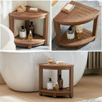 KaimuBench Corner Shower Stool for Shaving Leg, Waterproof Bathroom Shower Bench Seat for Inside Shower, Poly Lumber Plastic Shower Chair Seat, Shower Foot Rest with Adjustable Feet, Non-Slip, Brown - Image 6