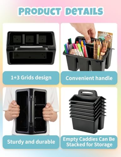 6 Pack Classroom Caddy Organizer with Handle, Table Caddy Classroom - Image 5