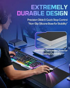 XXL Glass Gaming Mouse Pad, 38.5 × 16.5 Inch Extended Desk Mat, Black - Image 3
