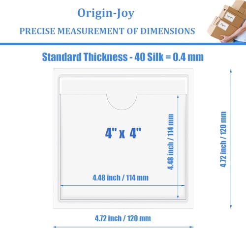 Origin-Joy 35 PCS Self Adhesive Index Card Pockets with Top Open, Clear Plastic Label Holder for Cards of Note, Library and Business, Adhesive Label Pockets & Card Holder (4 x 4 inch) - Image 2
