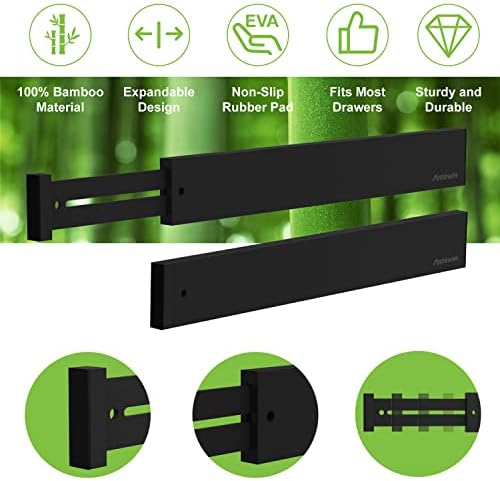 ANTOWIN 6Pcs Expandable Bamboo Drawer Dividers, Fits 17.6-21.6" Drawers - Image 2