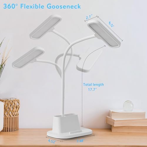 BOHON Desk Lamp for Home Office Desk Light with USB-C Charging Port White - Image 6