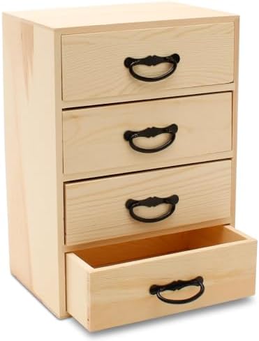 Wood Desk Organizer with Drawers for DIY Desk Storage, 11 Inch, Pack of 5, 4 Drawers w/Metal Handles for Craft Supplies/Jewelry, by Woodpeckers - Image 3