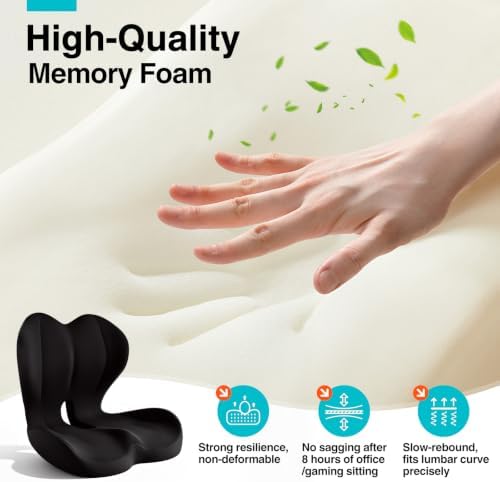 Seat Cushion for Office Chair and Car, L-Shaped Memory Foam Seat Cushion, Ergonomic Sciatica & Tailbone Pain Relief Cushion with Non-Slip Breathable Cover, Back Support for Office Chair-Black - Image 5