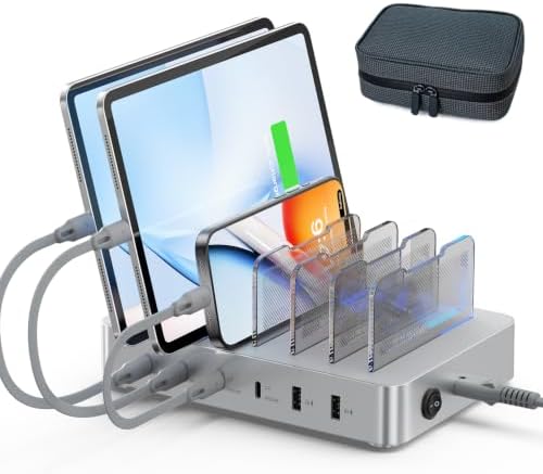 SooPii Premium 90W 6-Port USB C Charging Station for Multiple Device,Silver by Soopii