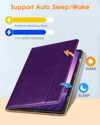 DTTO Leather Case for Galaxy Tab S10 Lite / S10 FE / S9 FE, Dark Purple - Image 4