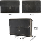 Genuine Leather File Folder, Accordian File Organizer, Leather Document Holder Resume Folio for Men & Women-Grey-Custom - Image 2