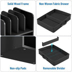Desk File Organizer for Home, Office, School, Wooden Frame Desktop Storage Solution for Office Supplies, Documents, Papers, Folders and Stationery, Space-Saving and Stylish Document Sorter - Image 5