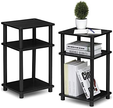 Furinno JUST Toolless 3-Tier Side Table Set of 2, Open Shelf, Americano by Furinno-FitsYourSpaceFitsYourBudget