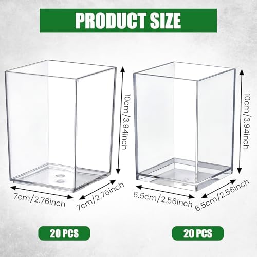 40 Pack Clear Acrylic Pen Holder 2 Size Pencil Cups Sets Makeup Brush Holder Bookmark Organizer Stationery Storage Desktop Accessories for Office and Home Desk Organizer Supplies - Image 2
