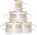 Pickmesh Floral Coffee Mug Set of 6, 10 oz Ceramic Cups with Heart Handles by Pickmesh