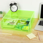 Gelite Acrylic Desk Organizer with Drawer for Makeup Vanity Stackable Desktop Storage Box for Office Supplies, 13.8 x 9.8 x 3.9’’, Neon Green - Image 7