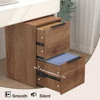 File Cabinet 2 Drawer, Wood Filing Cabinets with Hanging Bars for Letter Size, Samll Filing Cabinets for Home Office, Under Desk Storage Cabinet, Assembly Required, Brown - Image 4
