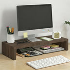 Solid Wood Monitor Stand Riser & Laptop Stand Desk Organizer - Office Accessories for PC Workspace, Computer Organization, Countertop Hutch Light Brown Log 19.7x7.9x3in by Unknown