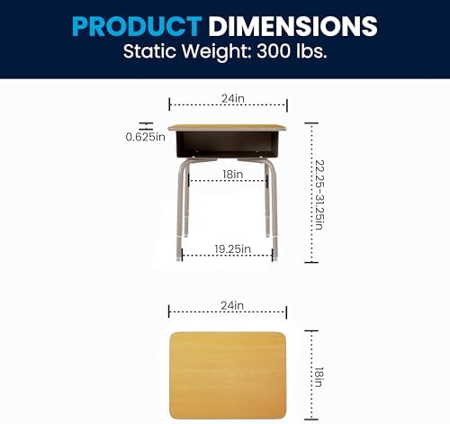 Flash Furniture Metal Student Desk, Maple/Silver - Image 3