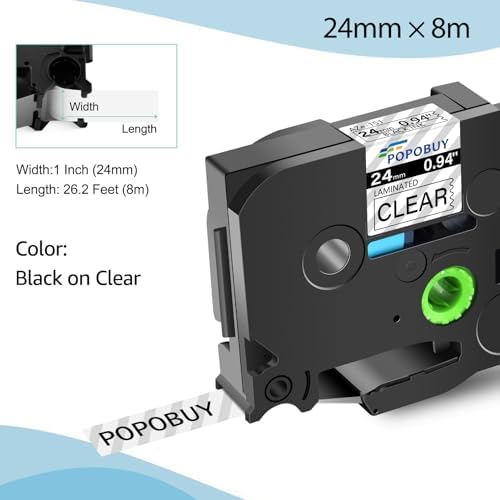TZ TZe 24mm 0.94 Laminated Clear Tape Compatible for Brother P-Touch TZ151 TZ-151 TZe-151 TZe151 1 Inch Label Tape for PT-D600 D610BT P710BT Label Maker, 5 Pack Black on Clear - Image 2