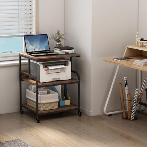 Fannova Large Printer Stand Table with Height Adjustable Storage Shelf - Image 7