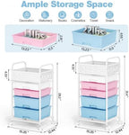 5 Drawer Rolling Storage Cart with Pegboard Top and Hooks, Pink&Blue - Image 2