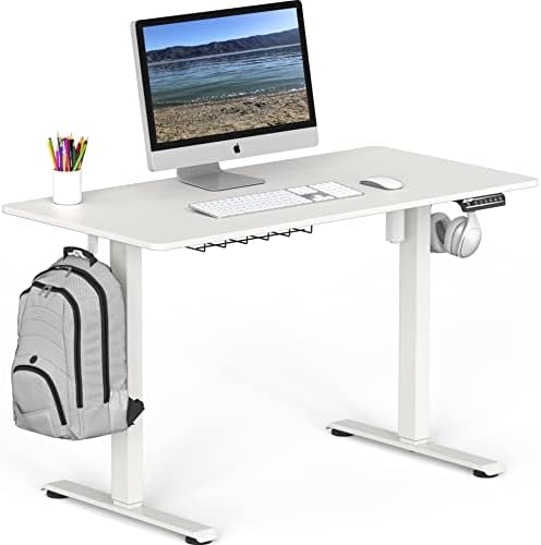 SHW 48-Inch Electric Height Adjustable Sit to Stand Desk, White - Image 5