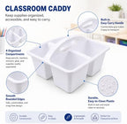 6 Pcs Plastic Classroom Caddy with Handle 4 Compartment White Classroom Caddies Organizer Classroom Caddy Portable for Teachers, Art Craft Crayon Marker Holder Baskets (White) - Image 3