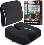 Elmara Doctor-Designed Wheelchair Seat Cushion Set – The Ultimate Comfort Solution – Thick Wheelchair Cushions Relieve Back & Sciatica Pain – Wheel Chair Cushions for Seniors, Wheelchair Pad (Black) by Elmara