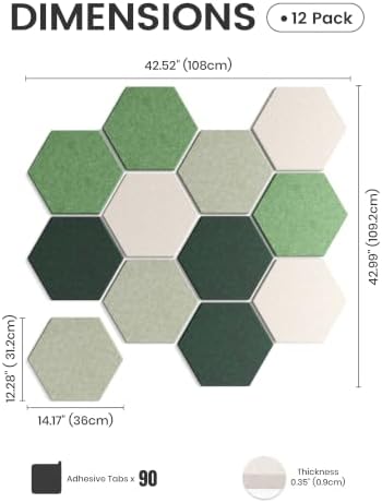 Fluxynara Extra Large 12-Pack Felt Bulletin Board Tiles, Sagewood - Image 2