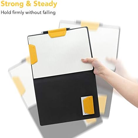 LHiDS Magnetic Business Portfolio Lite Resume Padfolio Organizer with Clipboard, Paper Clip, Writing Pad, Pen/Card Holder, Magnetic Closure for Work, School and More (Grey, A4/Letter) - Image 5