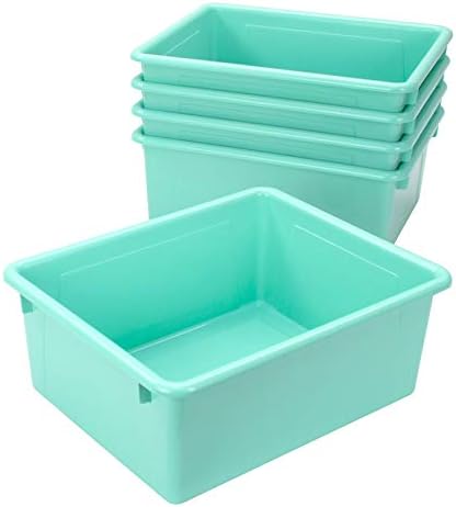 Storex Letter Size Deep Storage Tray – Organizer Bin for Classroom, Office and Home, Teal, 5-Pack (62529U05C) - Image 3
