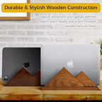 Dual Laptop Holder Vertical Stand 2 Slots Wooden - Dark Brown (Walnut Color) - Vertical Holder for Desk, MacBook Pro & Air, Desktop Organizer Made of Natural Wood, Adjustable Stand for Notebooks - Image 6