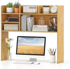 Tangkula Desktop Bookshelf for Computer Up to 32”, 37” Countertop Storage Hutch with 6 Storage Shelves, 3-Tier Desktop Organizer Display Rack, Wooden Desk Hutch for Dorm Home Office (Burlywood) by TANGKULA