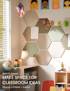 Fluxynara 8-Pack Hexagon Felt Bulletin Board Tiles, Linen Dusk - Image 5
