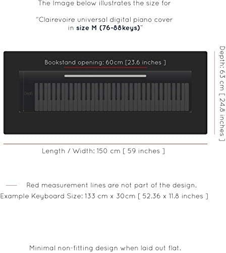 Clairevoire Piano Keyboard Dust Cover for 61 Keys to 88 Keys, Electric Pianos Cover, Digital Pianos Cloth Protection,Lightweight and Adjustable Closure,Ebony Black, M - Keyboard Piano up to 53" x 16" - Image 2