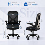 Ergonomic Home Office Chair, 4-Way Lumbar, Thick Cushion, 330LBS - Image 2