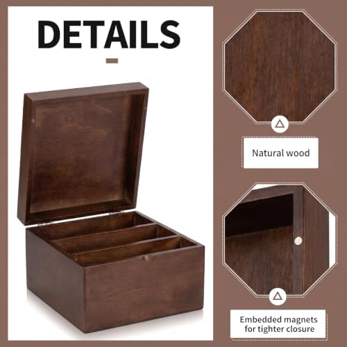 5 x 8 Inches Index Card Holder Set, Bamboo Organizer Box, Brown - Image 5