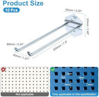 uxcell 10Pcs Metal Square Peg Board Hooks, 7.9" Heavy Duty Exhibition Display Hooks Square Hole Peg Double Rod for 3/8" Spaced Pegboards, Retail Shelf Rack Hook, Silver - Image 2