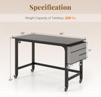 GIANTEX 48" Rolling Computer Desk, Mobile Study Writing Desk with Wheels, Storage Bag & 2 Hanging Hooks, Simple Style Home Office Work Bench, PC Workstation for Study, Bedroom (Black) - Image 3