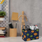 File Organizer Horror Triangle Smile Pumpkin Stars Circle Dots Pen‑Slot Sturdy Pouch,Classroom with Desk‑Accessory - Image 2
